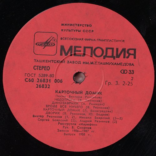 Карточный домик. Песни ВИКТОРА РЕЗНИКОВА