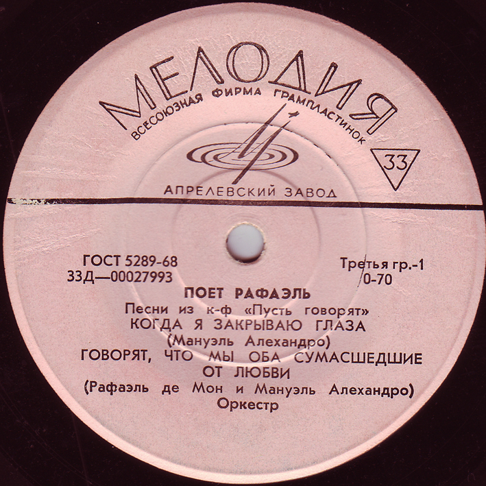 Поёт Рафаэль (Испания). Песни из к/ф «Пусть говорят»