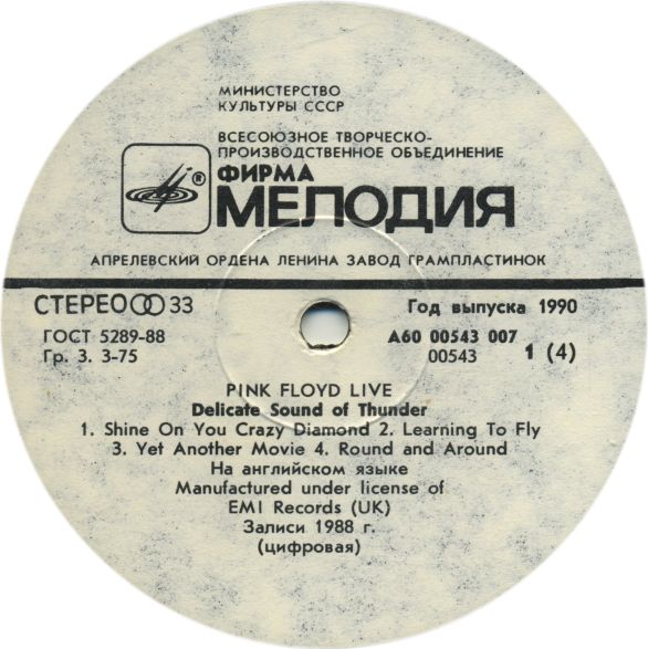 Pink Floyd. Delicate Sound of Thunder (live)
