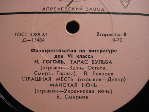 ФОНОХРЕСТОМАТИЯ по литературе для VI класса (4/8): Н. Гоголь