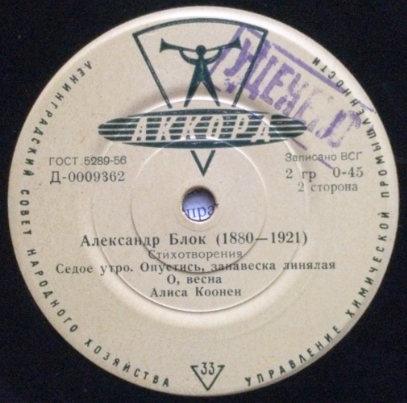 Александр Блок. Стихотворения (читает А. Коонен)