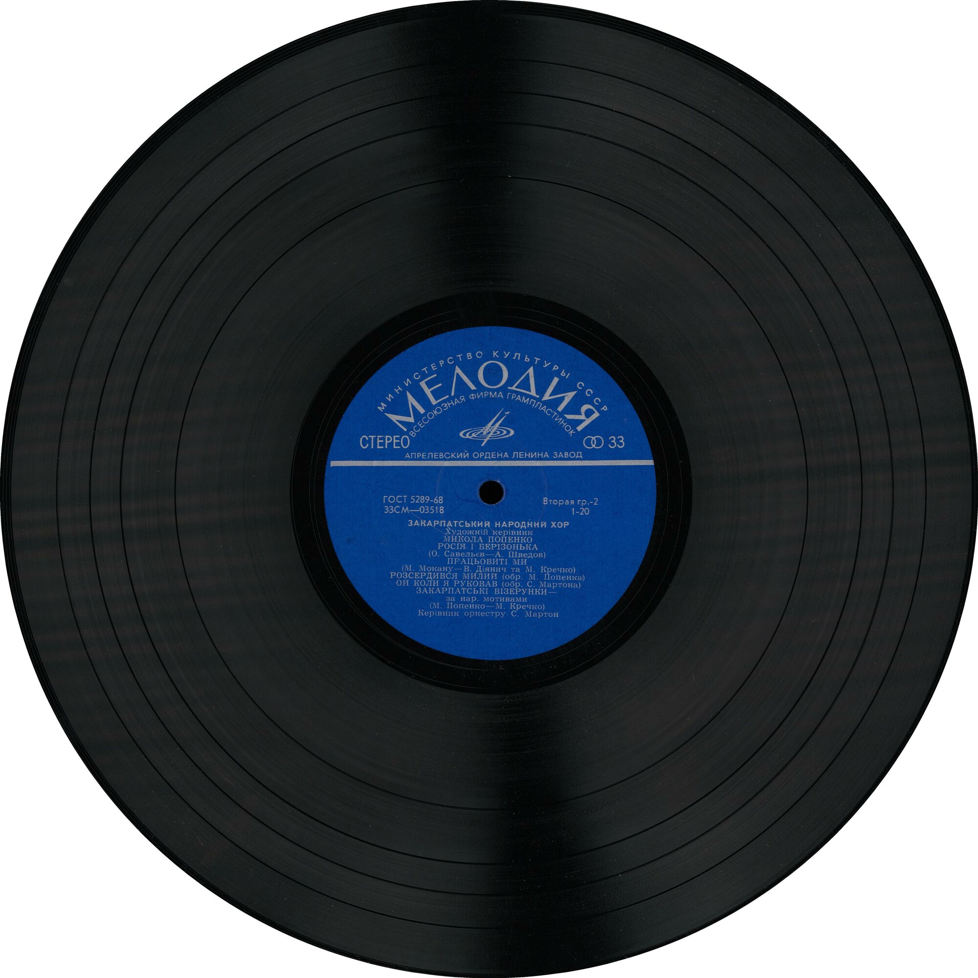 ЗАКАРПАТСКИЙ НАРОДНЫЙ ХОР, худ. рук. М. Попенко