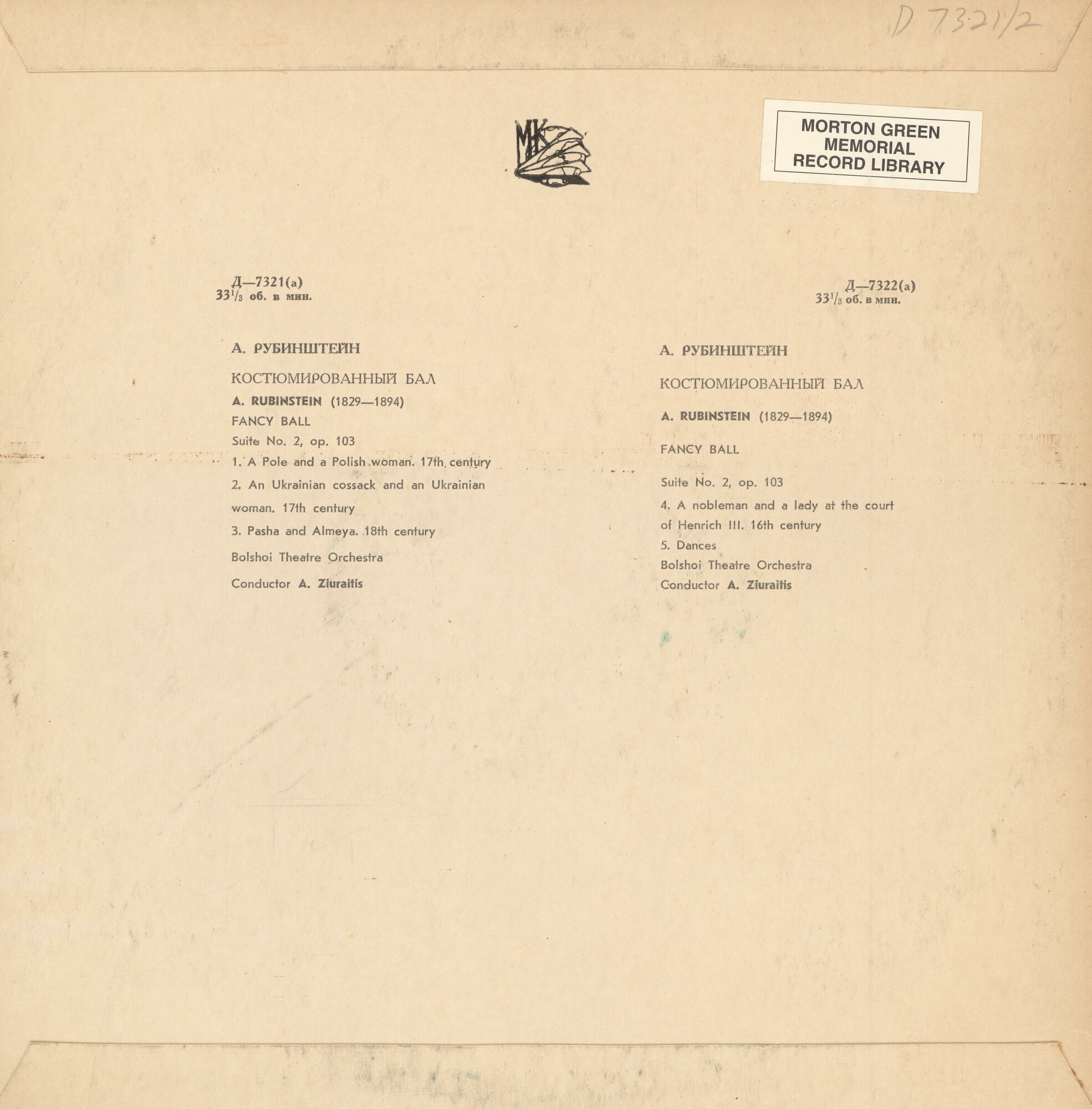 А. РУБИНШТЕЙН - «Костюмированный бал» (2-я сюита, соч. 103)