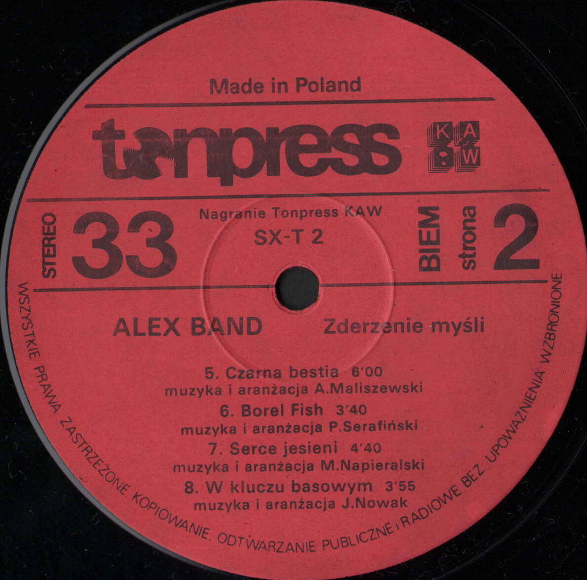 Alex Band  ‎– Zderzenie Myśli [по заказу польской фирмы TONPRESS, SX-T2]
