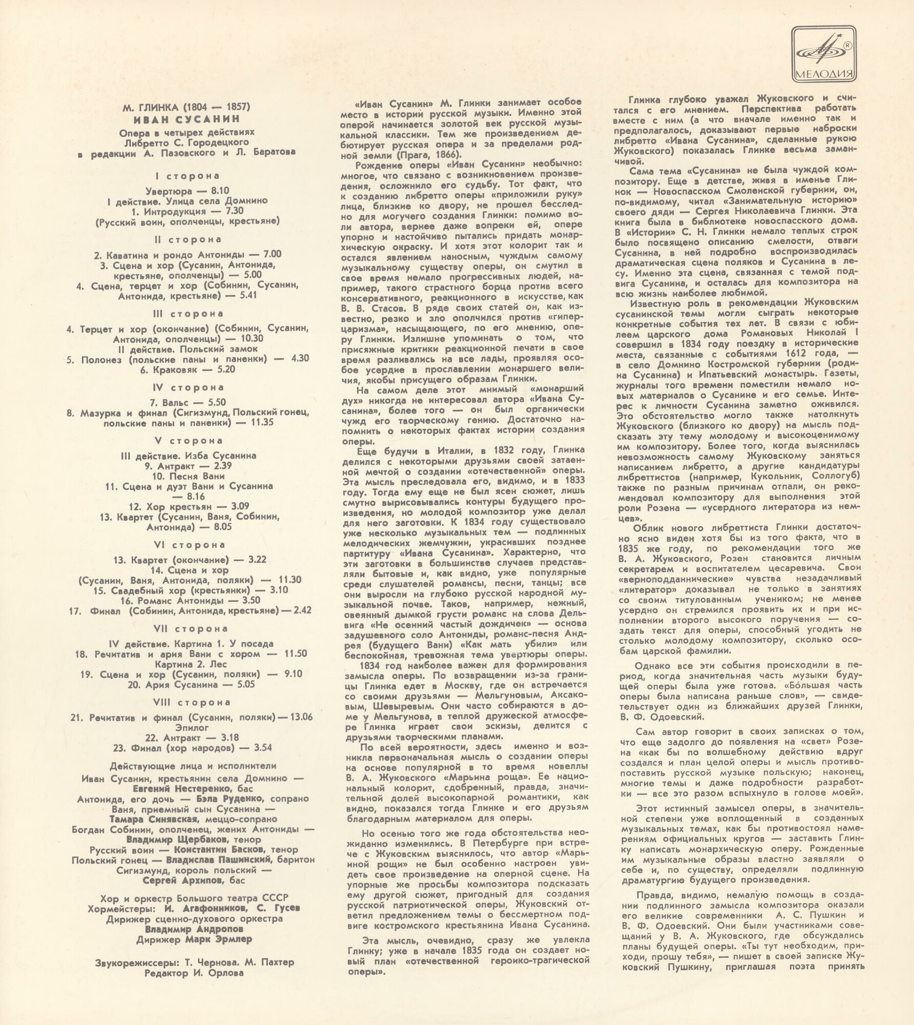 М. ГЛИНКА. "Иван Сусанин", опера в 4 д.