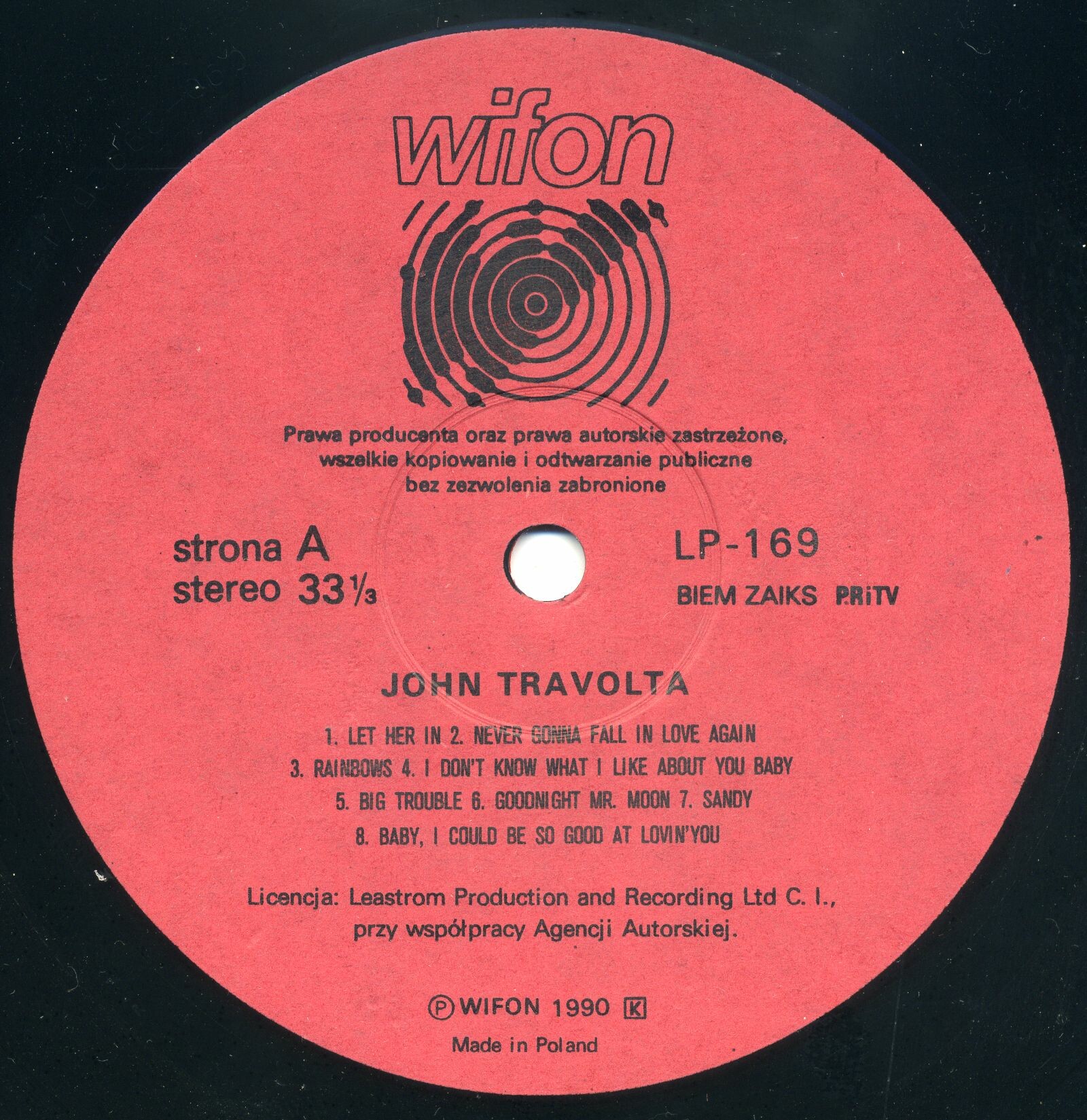 John Travolta - Złote przeboje [по заказу польской фирмы WIFON, LP 169]