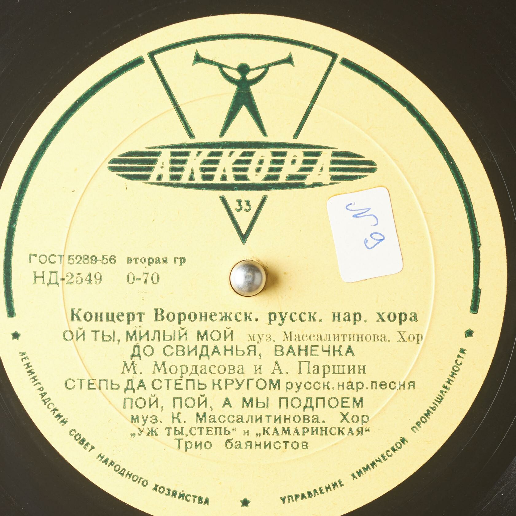ГОС. ВОРОНЕЖСКИЙ РУССКИЙ НАР. ХОР, худ. рук. К. Массалитинов