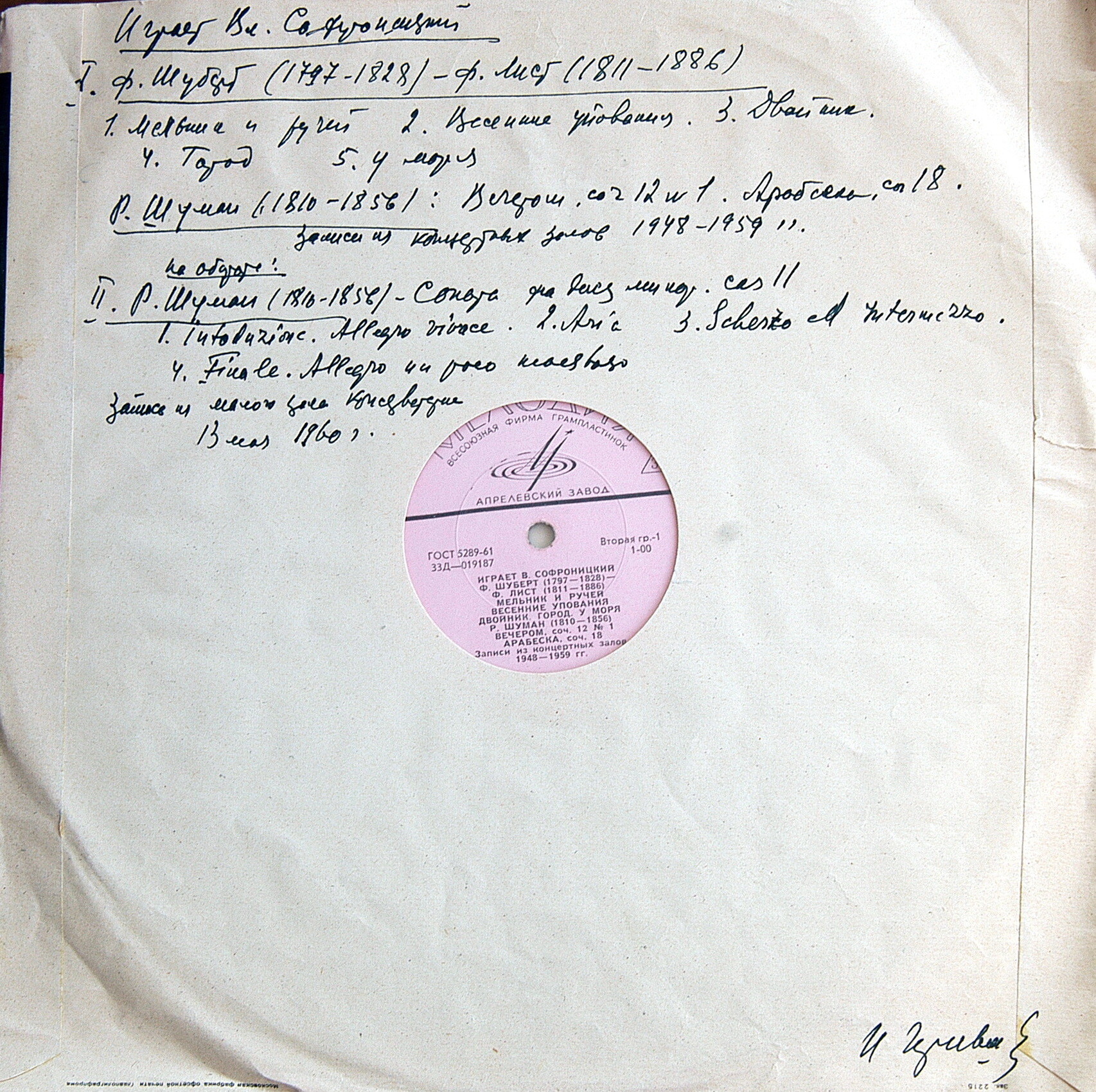 Владимир СОФРОНИЦКИЙ (ф-но)