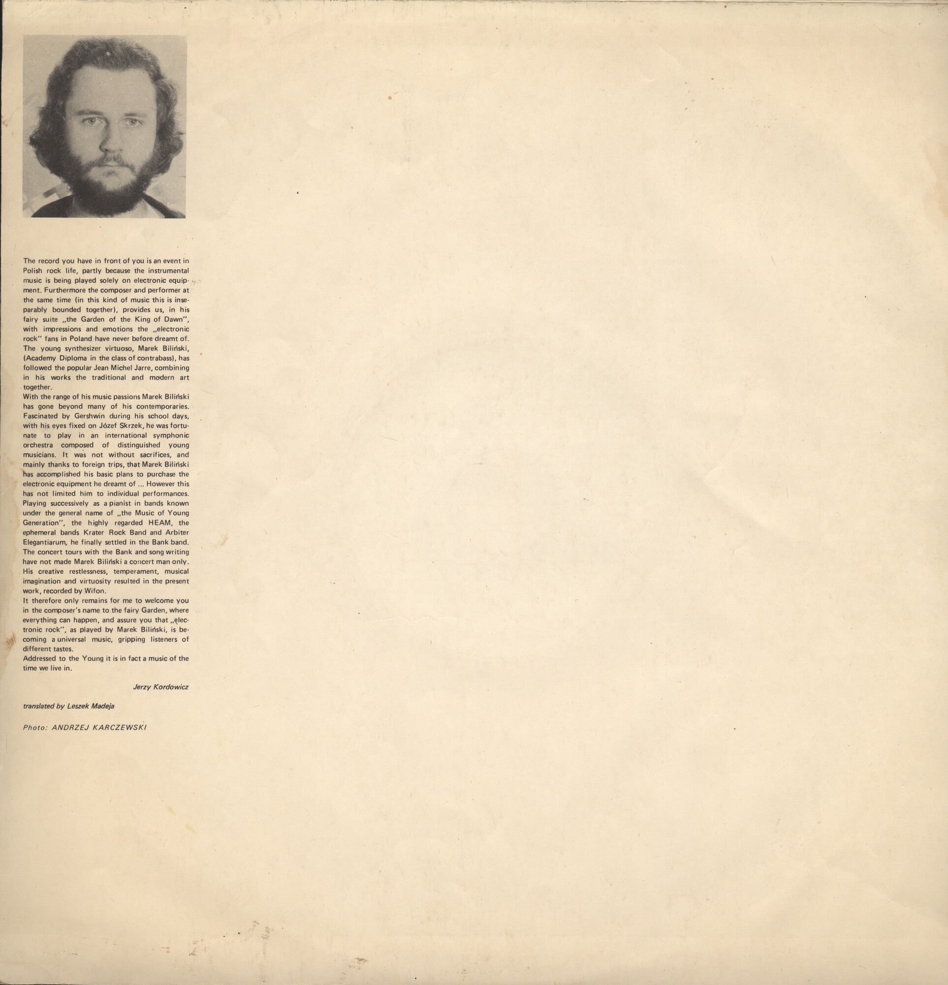 Marek Biliński ‎– Ogród Króla Świtu [по заказу польской фирмы WIFON, LP 053]