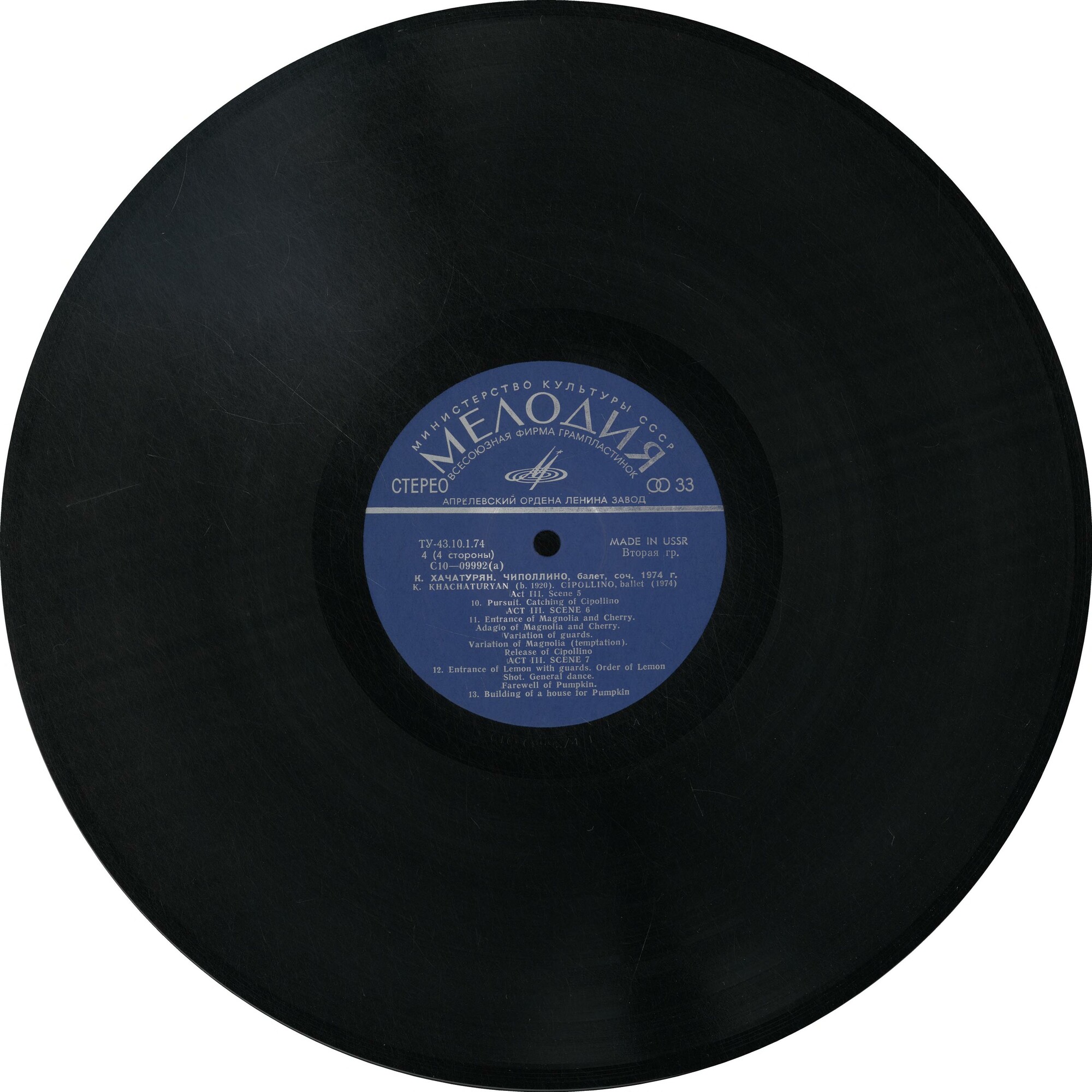 К. ХАЧАТУРЯН (1920): «Чиполлино», балет в трех действиях