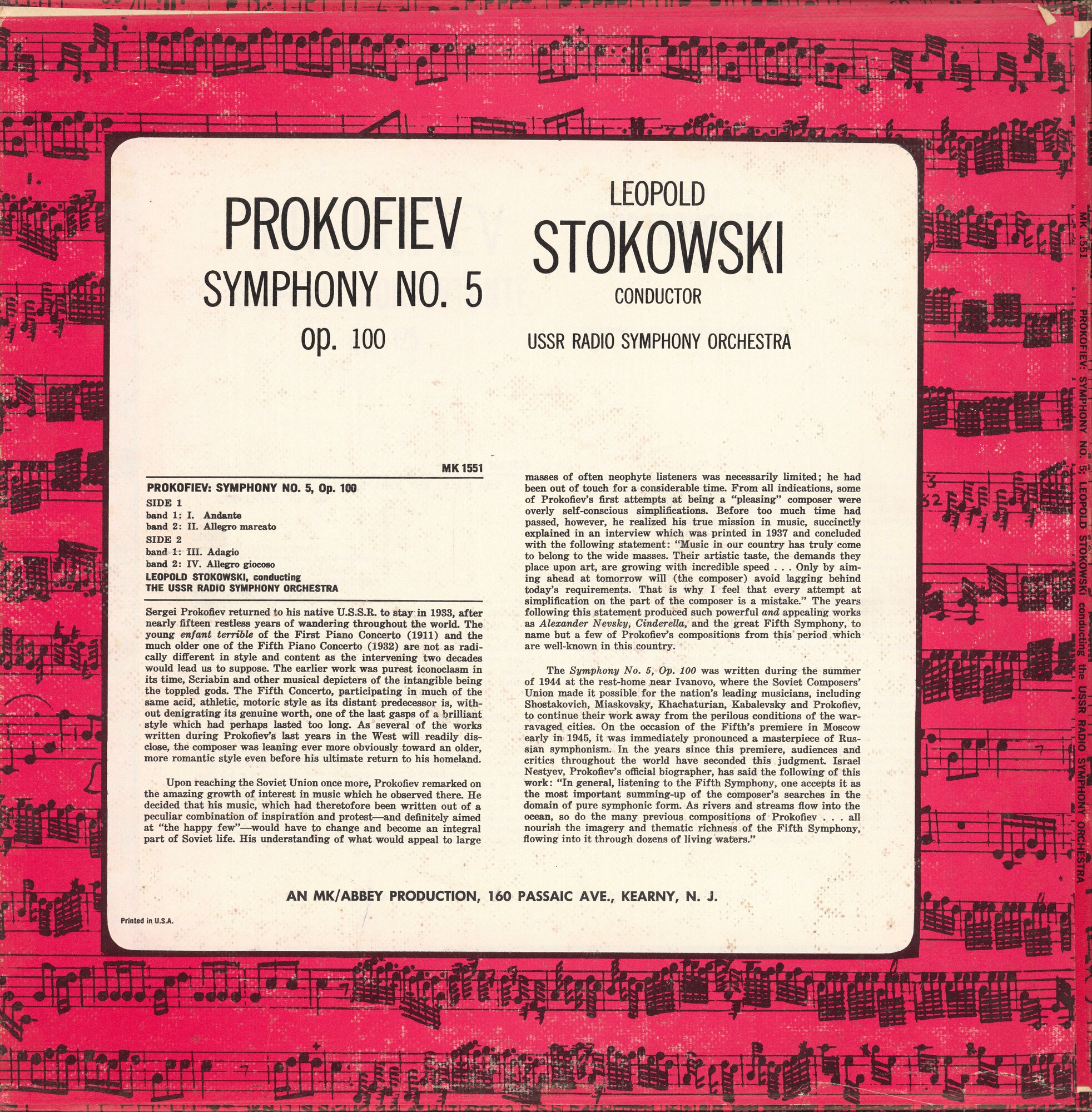 С. ПРОКОФЬЕВ (1891–1953): Симфония № 5, соч. 100 (СО ВР; Л. Стоковский, США)