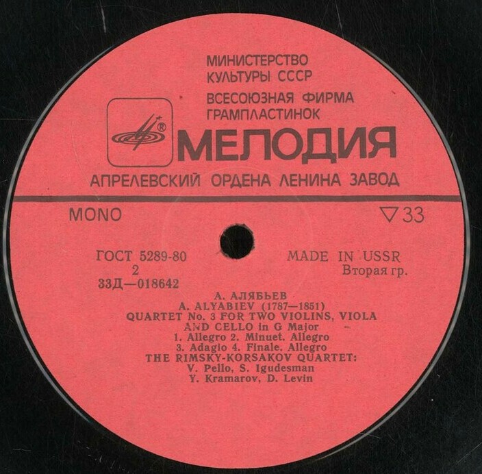 А. Алябьев: Квартеты для двух скрипок, альта и виолончели