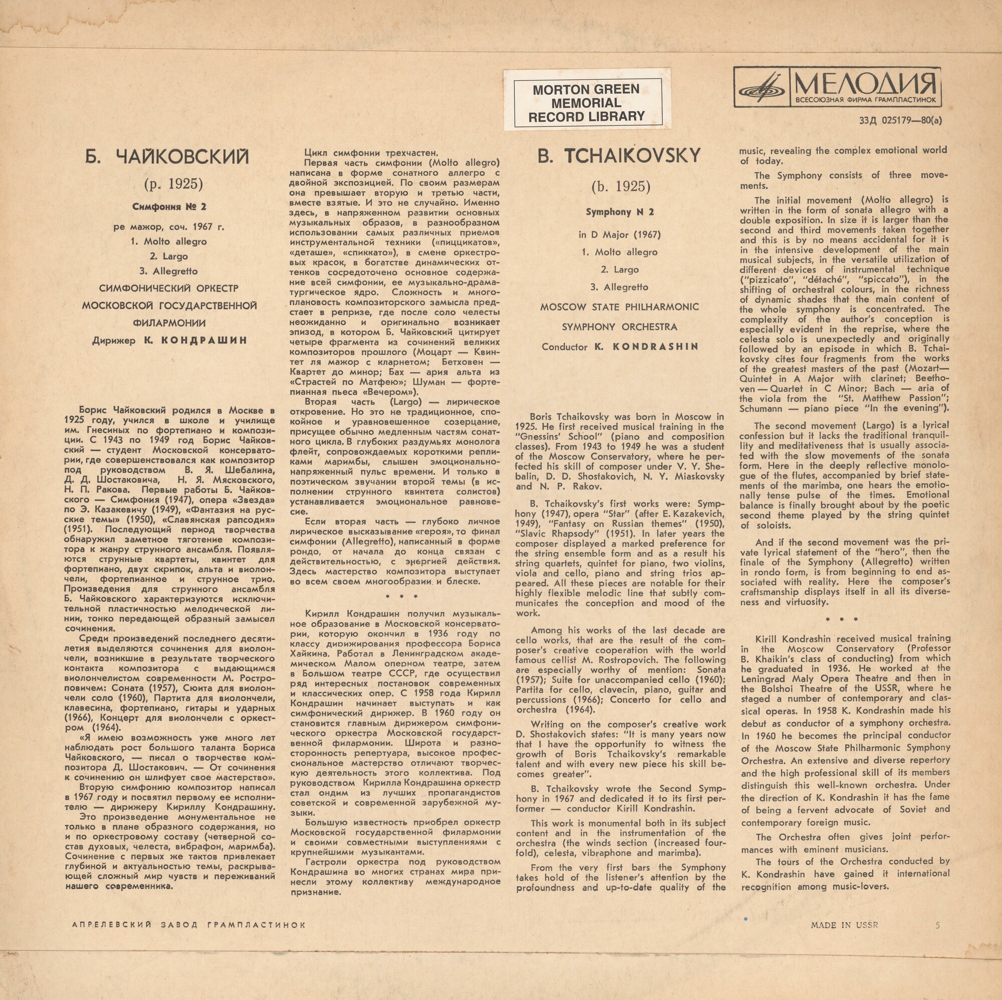 Борис ЧАЙКОВСКИЙ. Симфония № 2