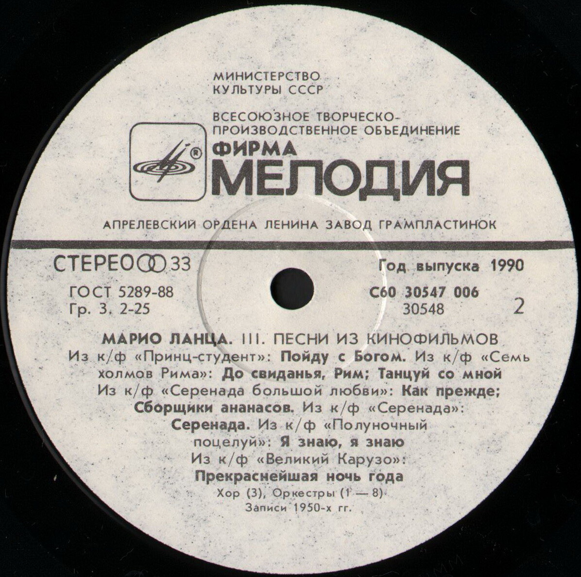 Марио ЛАНЦА. «Прекраснейшая ночь года». Песни из кинофильмов (3/4)