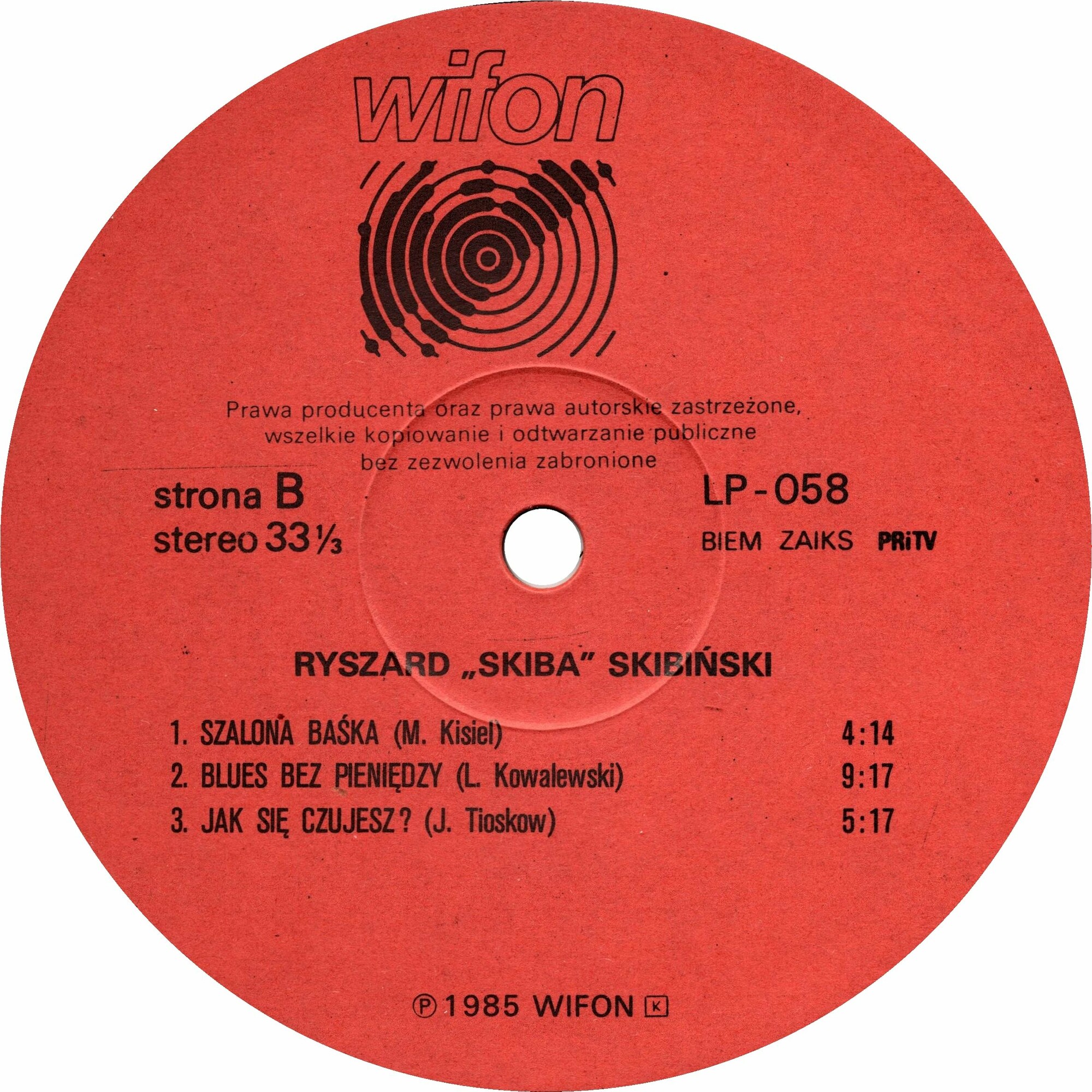 Ryszard "Skiba" Skibiński [по заказу польской фирмы WIFON, LP 058]