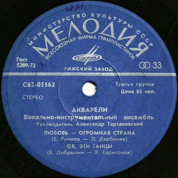 ВИА "АКВАРЕЛИ", руководитель А. Тартаковский