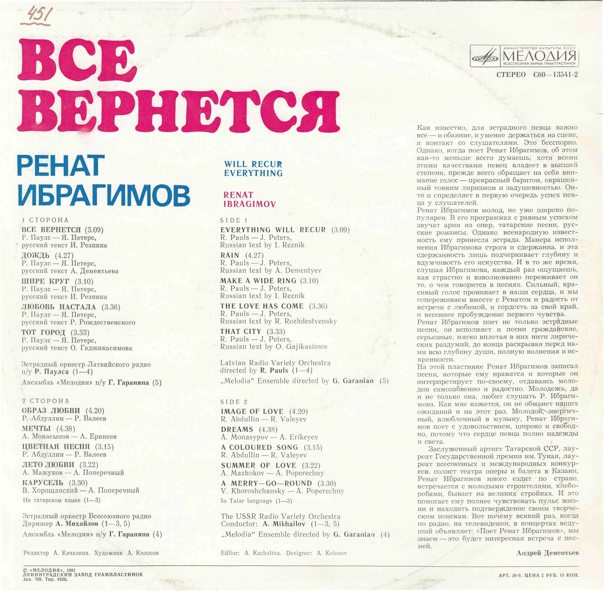 Ренат Ибрагимов. "Все вернется"