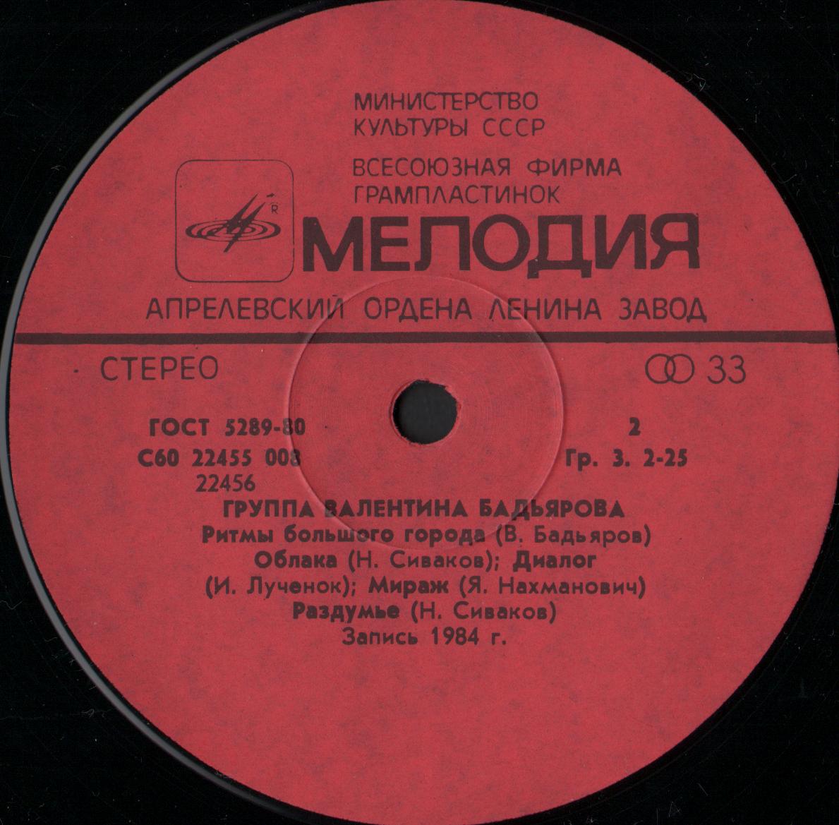 Группа Валентина Бадьярова. Дискоклуб 14 (А)