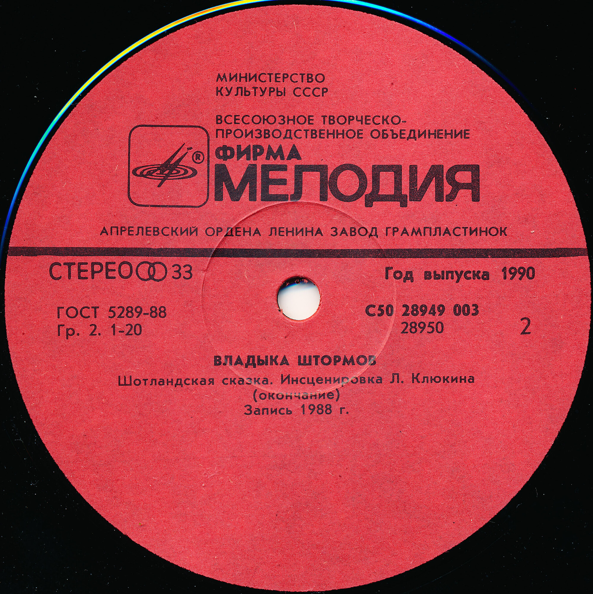 ВЛАДЫКА ШТОРМОВ. Шотландская сказка (инсценировка Л. Клюкина).