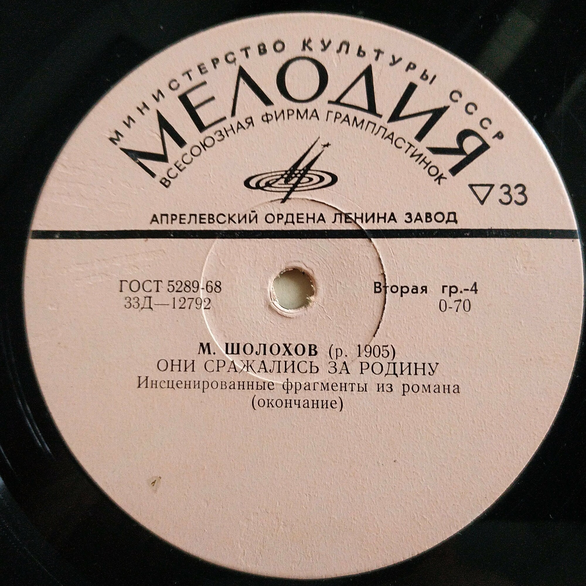 М. ШОЛОХОВ (1905-1984) "Они сражались за Родину" (инсценир. фрагменты из романа)
