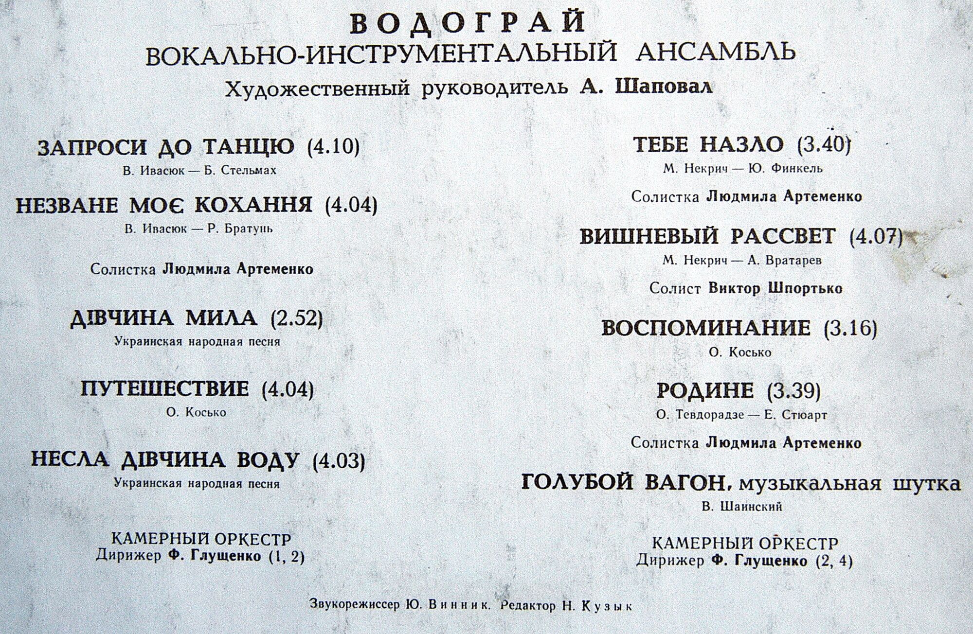 Вокально-инструментальный ансамбль «ВОДОГРАЙ»
