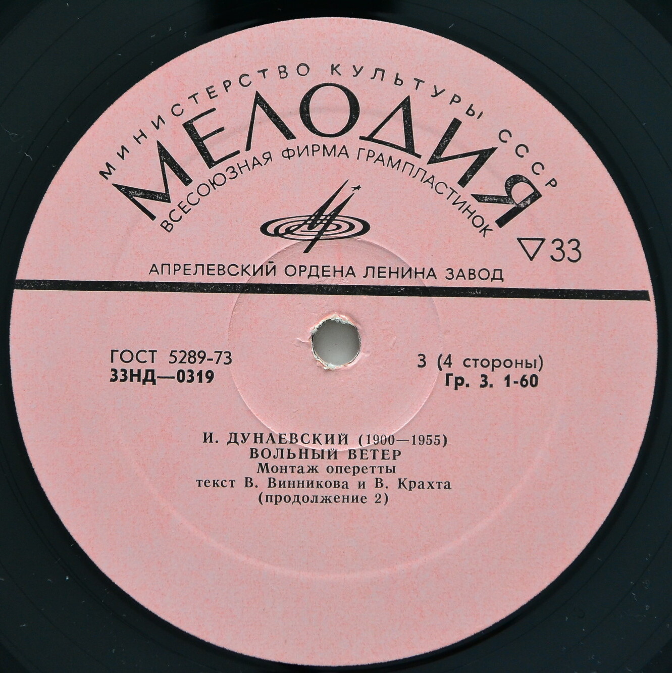 И. ДУНАЕВСКИЙ (1900–1955): «Вольный ветер», монтаж оперетты