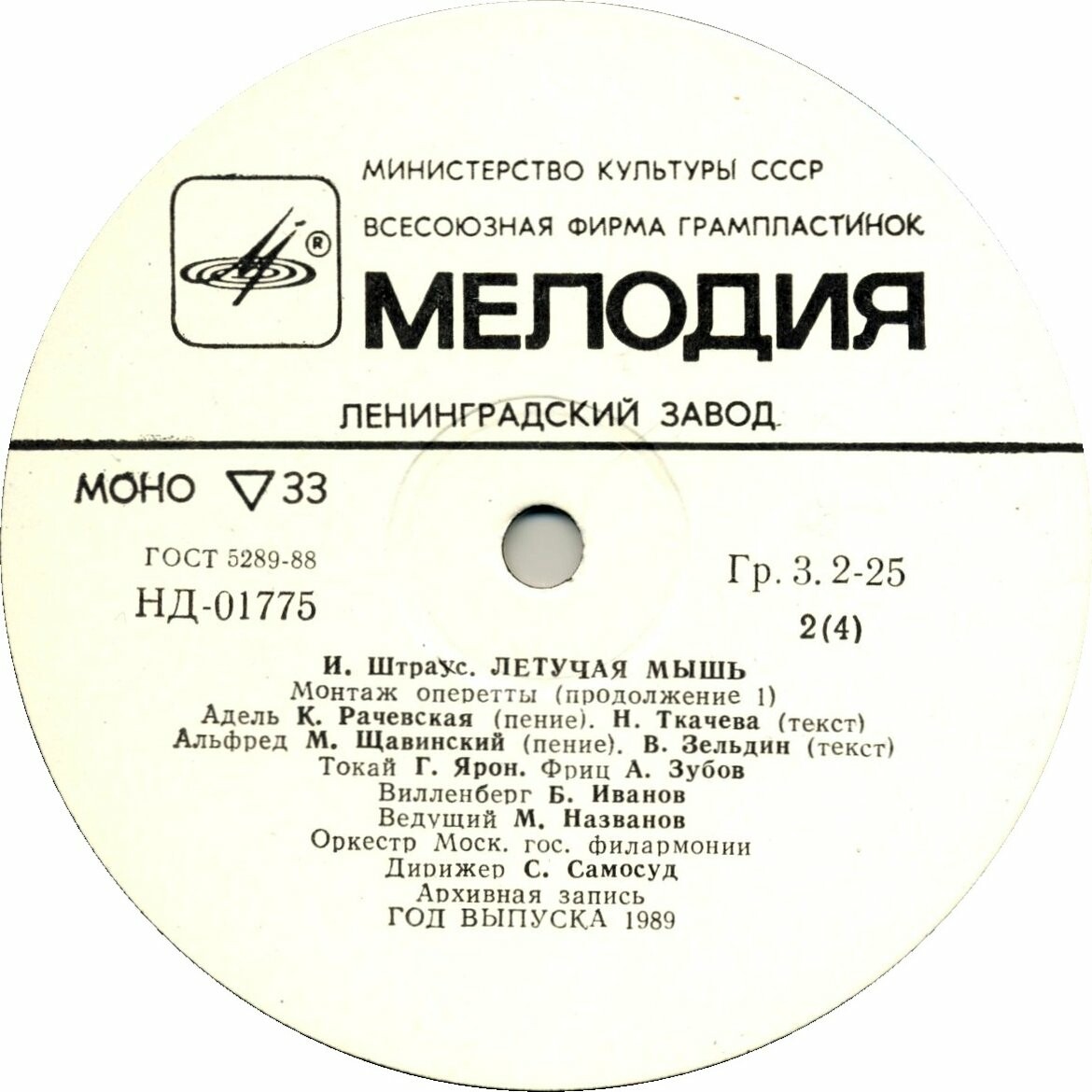 И. ШТРАУС (1825–1899) «Летучая мышь», монтаж оперетты