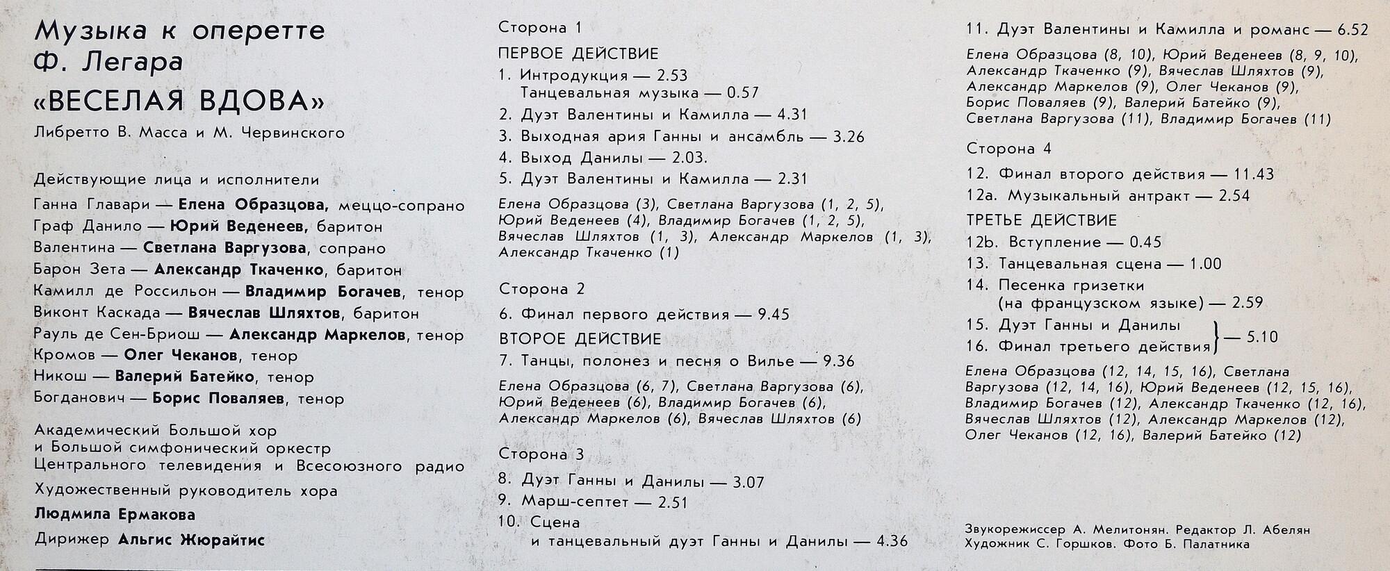 Ф. ЛЕГАР (1870-1948): «Веселая вдова», музыка оперетты (русский текст В. Масса и М. Червинского).