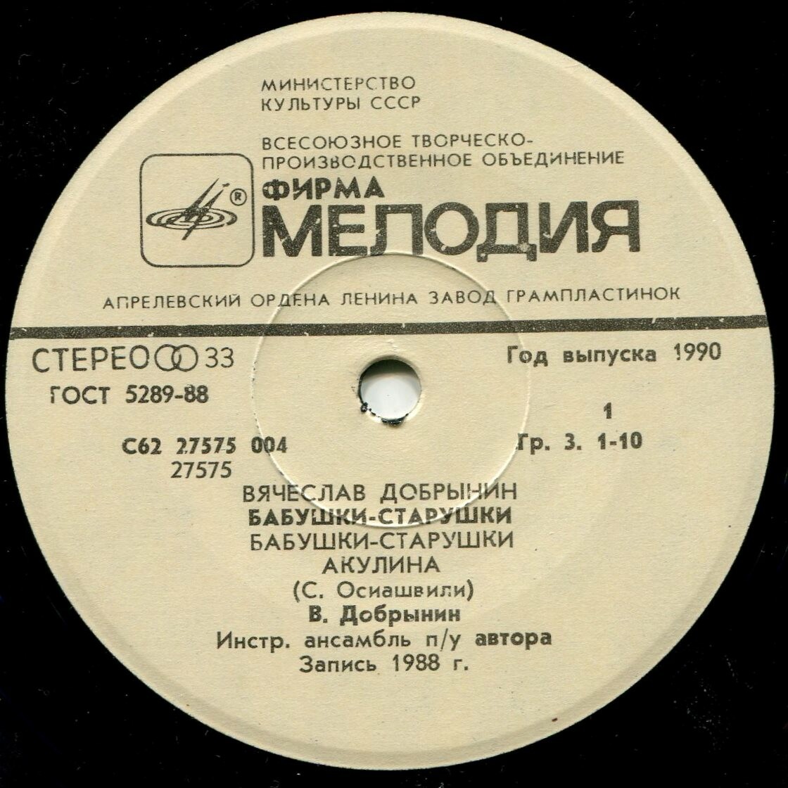 Бабушки-старушки. Песни Вячеслава Добрынина на стихи Симона Осиашвили.