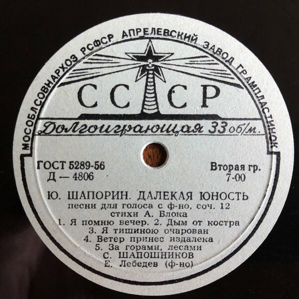 Ю. Шапорин. Вокальный цикл "Далёкая юность"