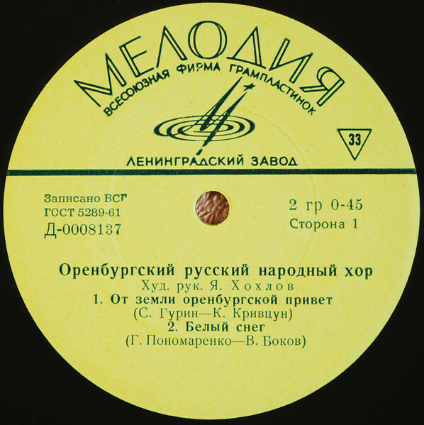 Оренбургский русский народный хор. Худ. рук. Я. Хохлов
