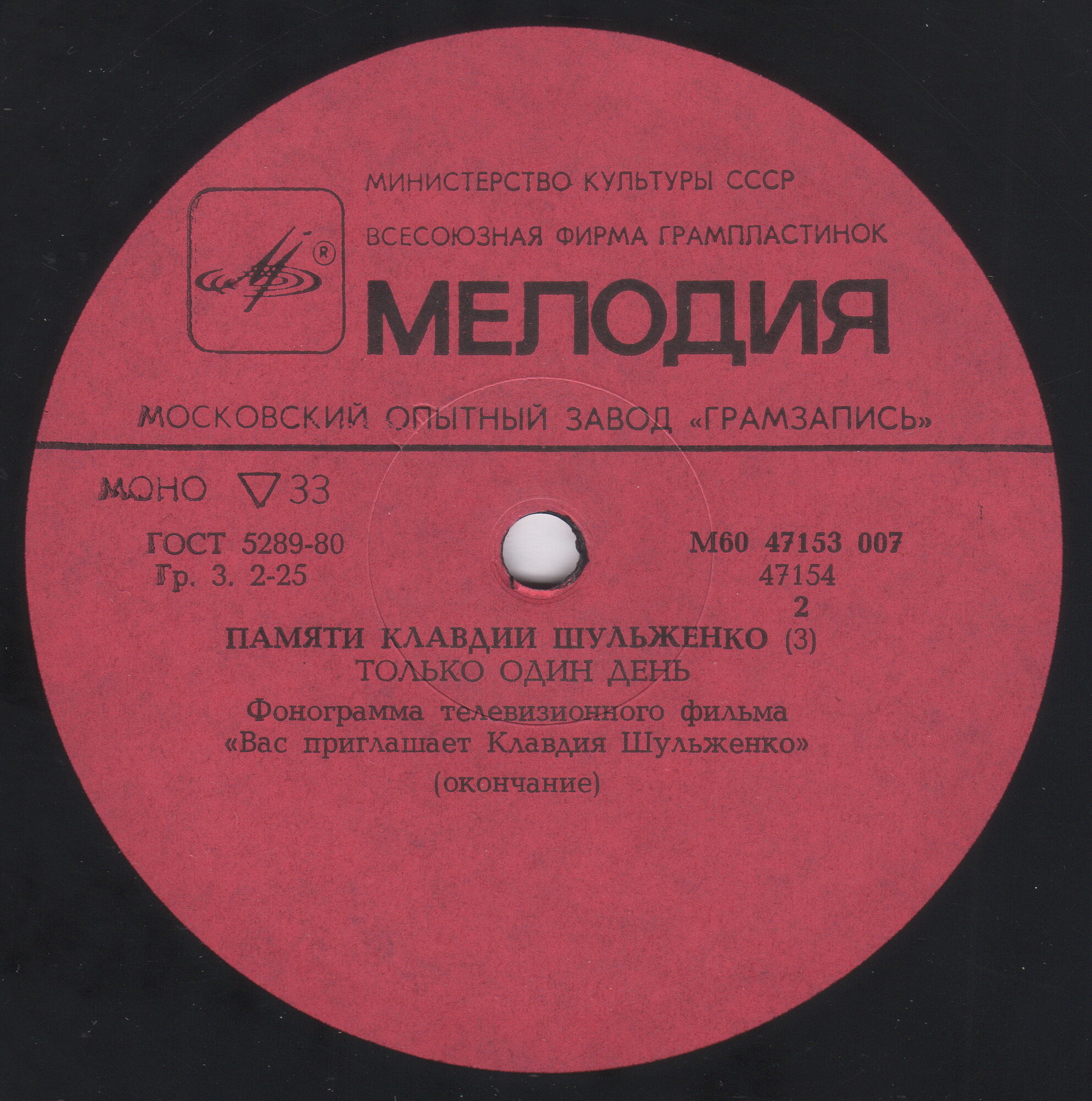 ПАМЯТИ КЛАВДИИ ШУЛЬЖЕНКО (3). «Только один день»