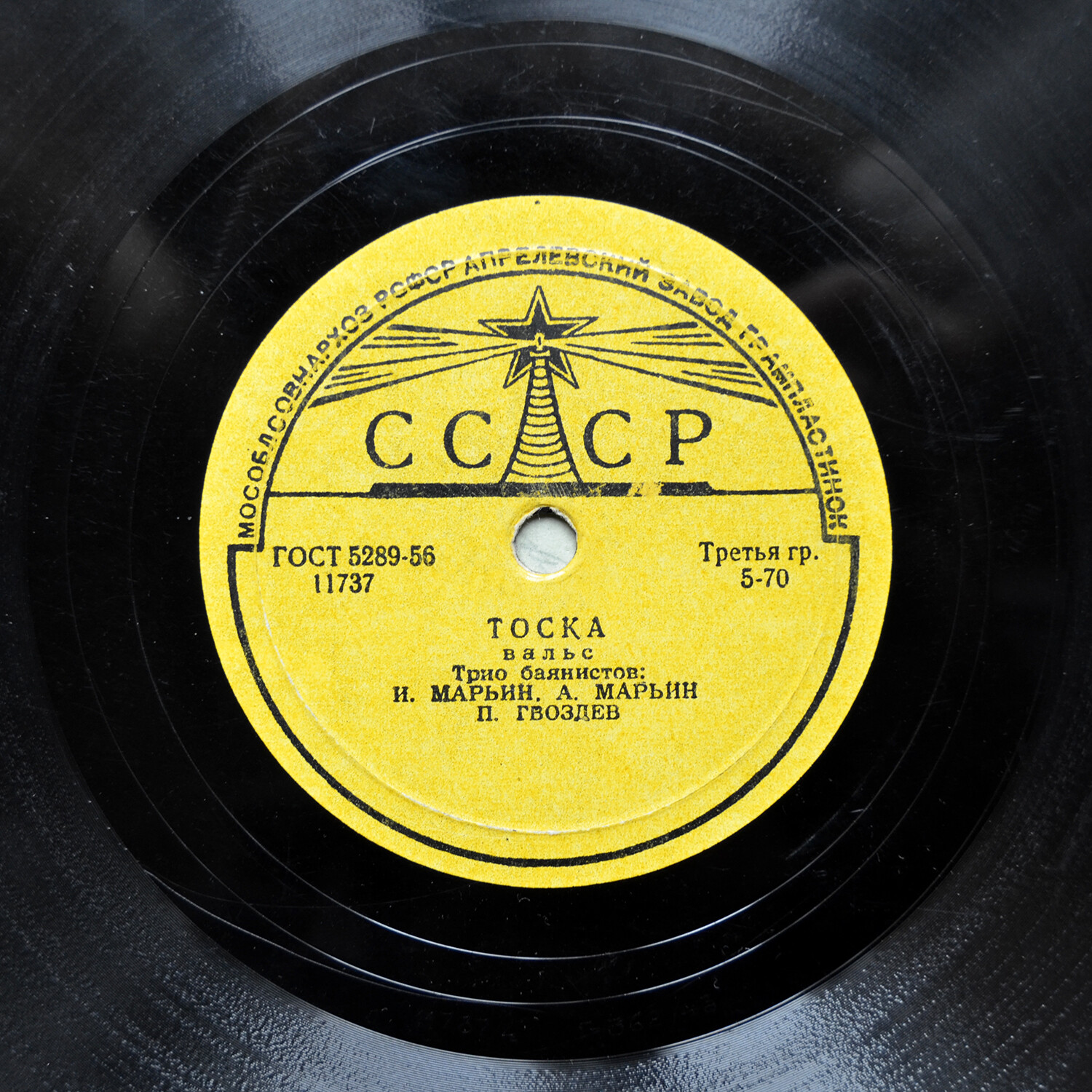 Трио баянистов: И. Марьин, А. Марьин и П. Гвоздев – Тоска / Царица бала