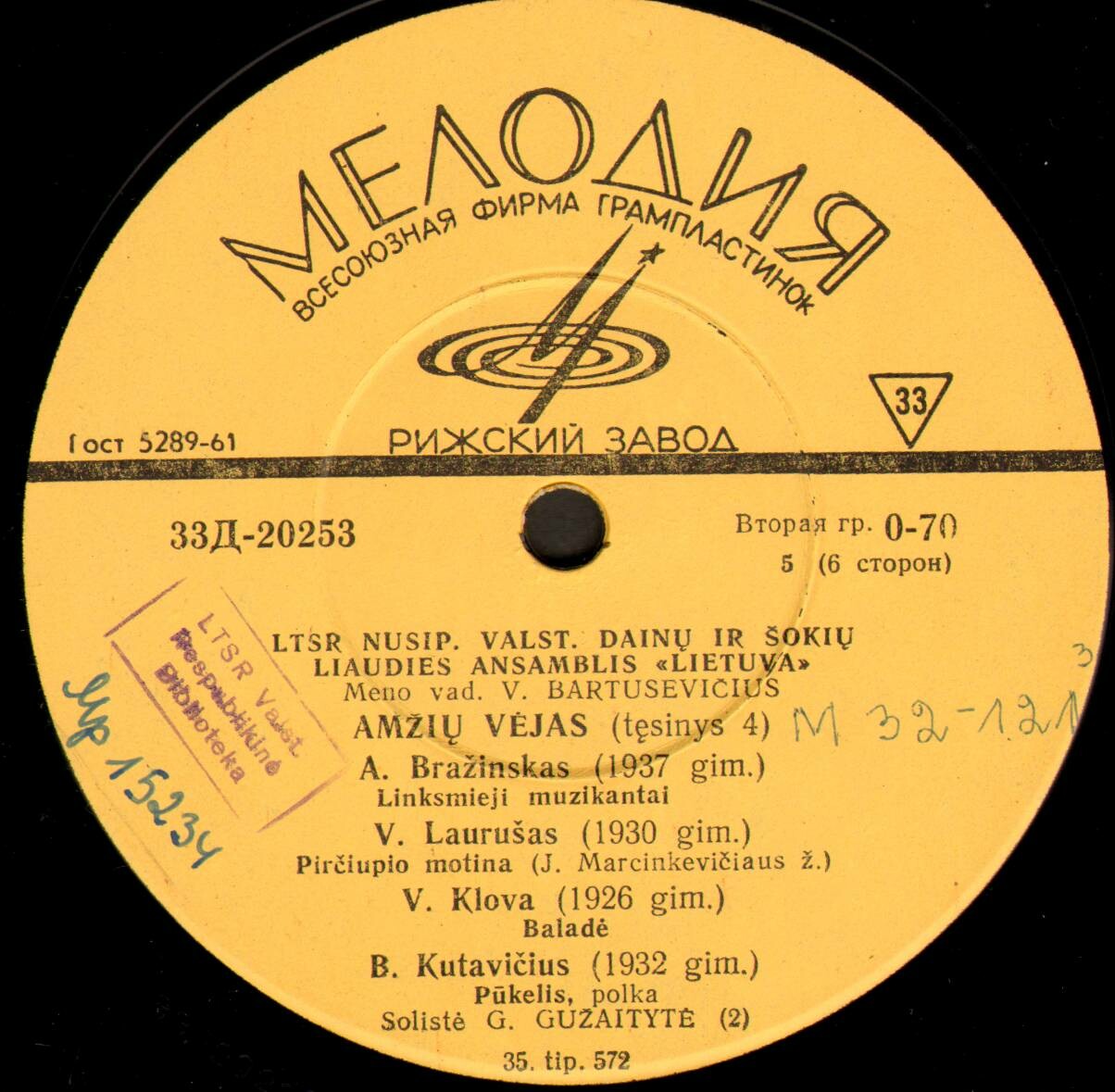 Государственный ансамбль песни и танца Литовской ССР "Летува" (программа "Ветра веков")