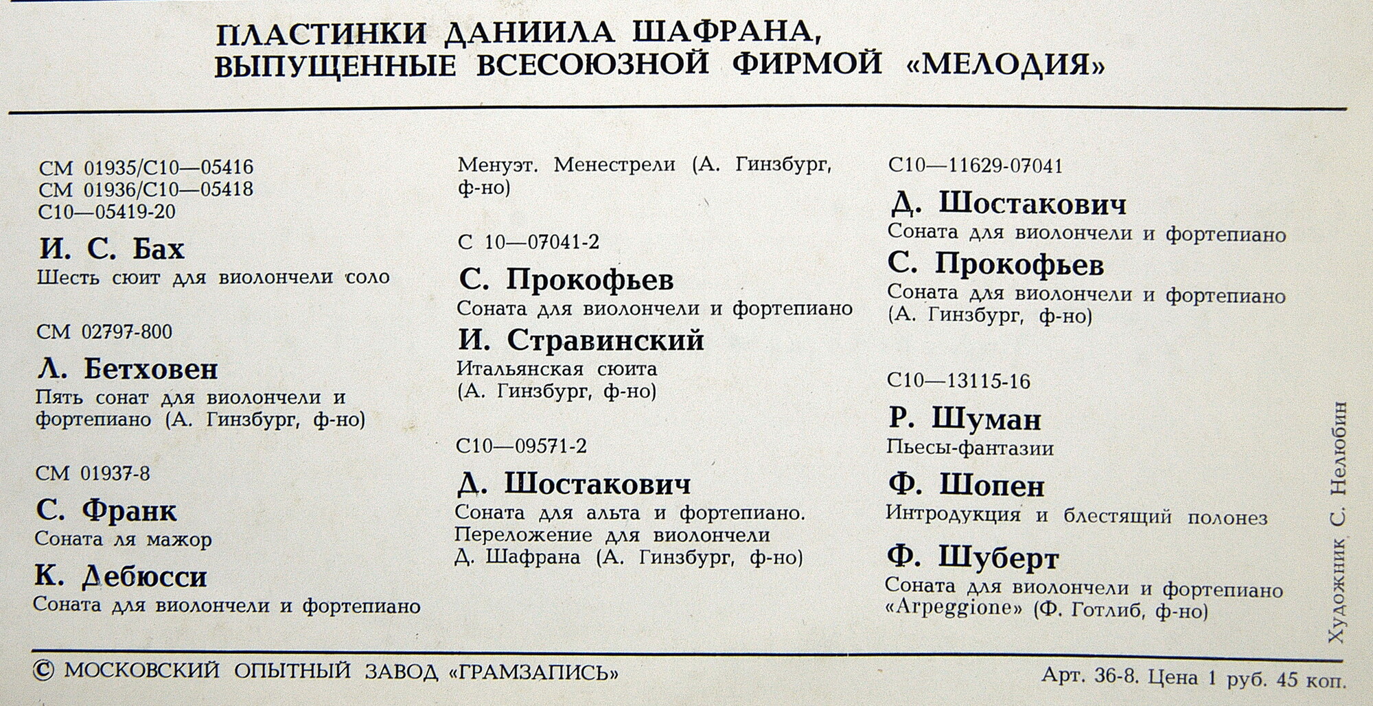 С. РАХМАНИНОВ: Соната для виолончели и ф-но соль минор, соч.19 (Даниил Шафран , Феликс  Готлиб)