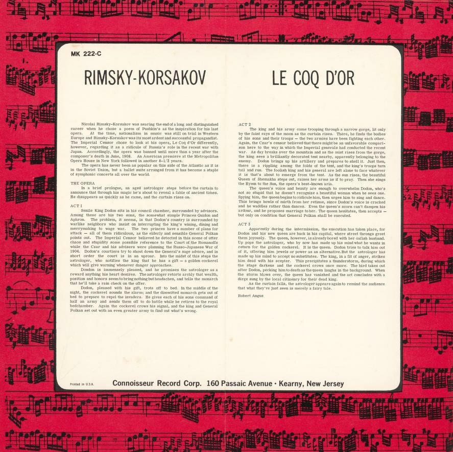 Н. РИМСКИЙ-КОРСАКОВ (1844–1908): "Золотой петушок", опера в 3 д. /  Музыкальные картины из оперы «Сказание о невидимом граде Китеже и деве Февронии»