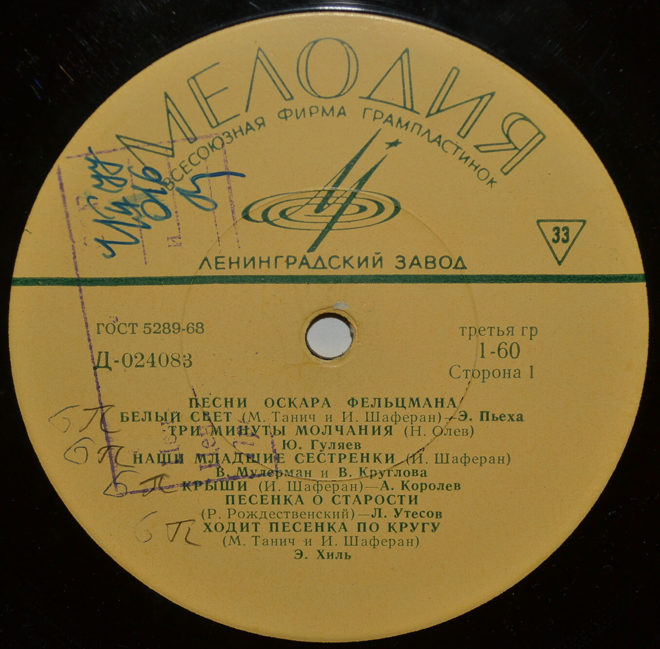 Песни Оскара ФЕЛЬЦМАНА