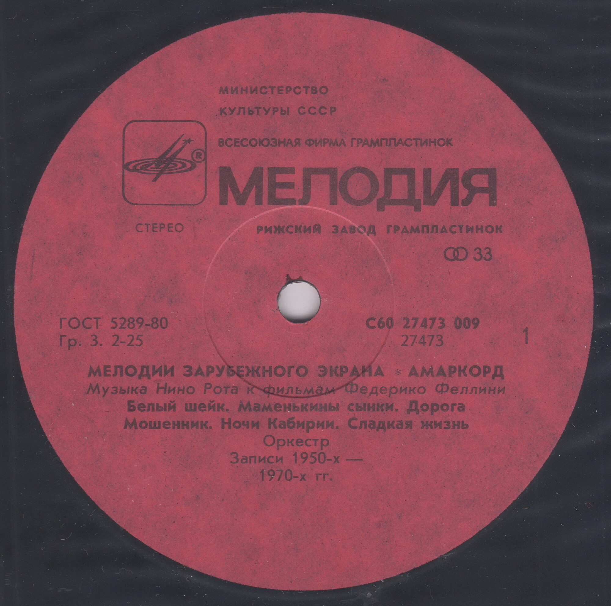 Музыка Нино Рота к фильмам Федерико Феллини: Амаркорд