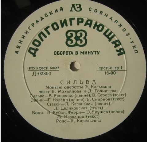 И. Кальман: Сильва, монтаж оперетты