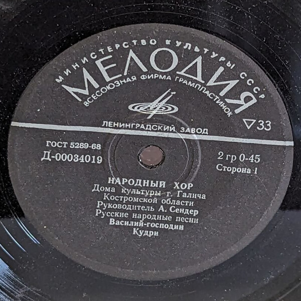 НАРОДНЫЙ ХОР ДОМА КУЛЬТУРЫ Г. ГАЛИЧА КОСТРОМСКОЙ  ОБЛАСТИ, руководитель А. Сендер