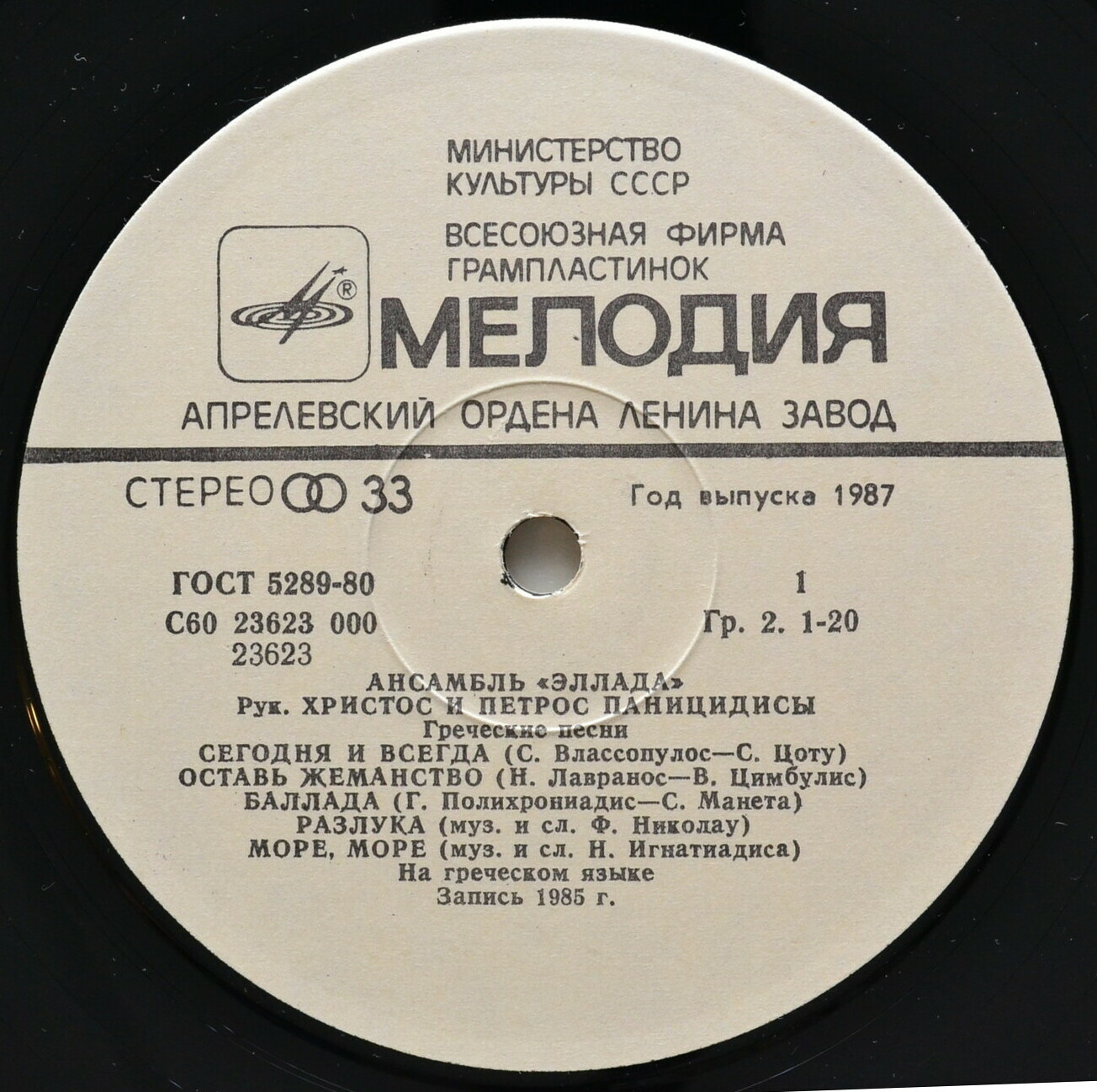 АНСАМБЛЬ «ЭЛЛАДА», руководители Христос и Петрос Паницидисы. «Тысяча и одна нота»
