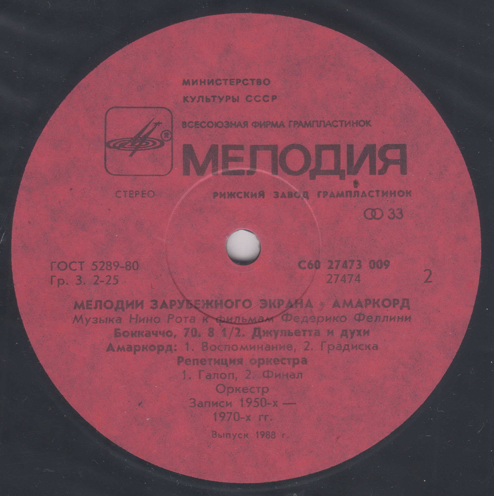 Музыка Нино Рота к фильмам Федерико Феллини: Амаркорд