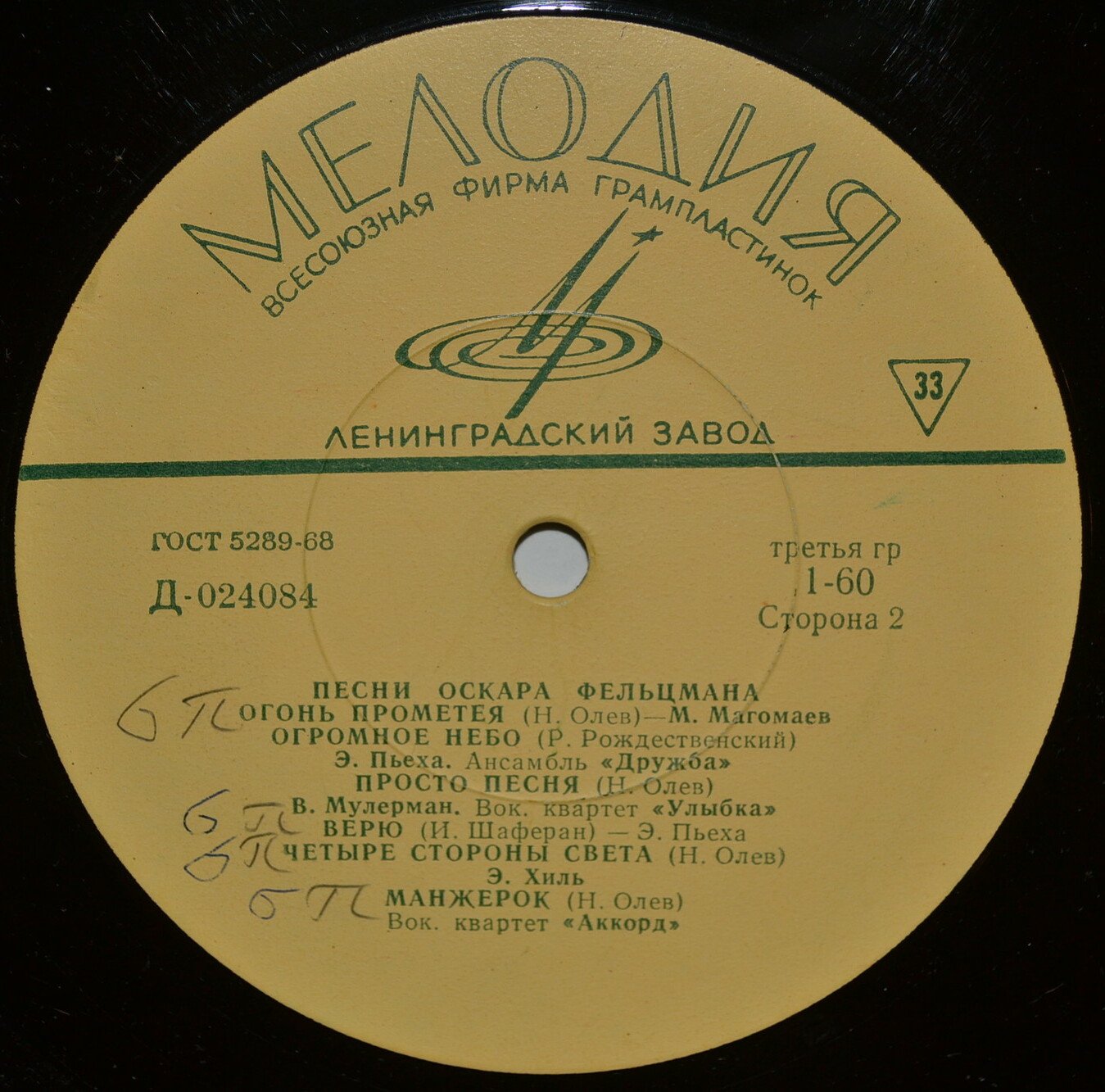 Песни Оскара ФЕЛЬЦМАНА