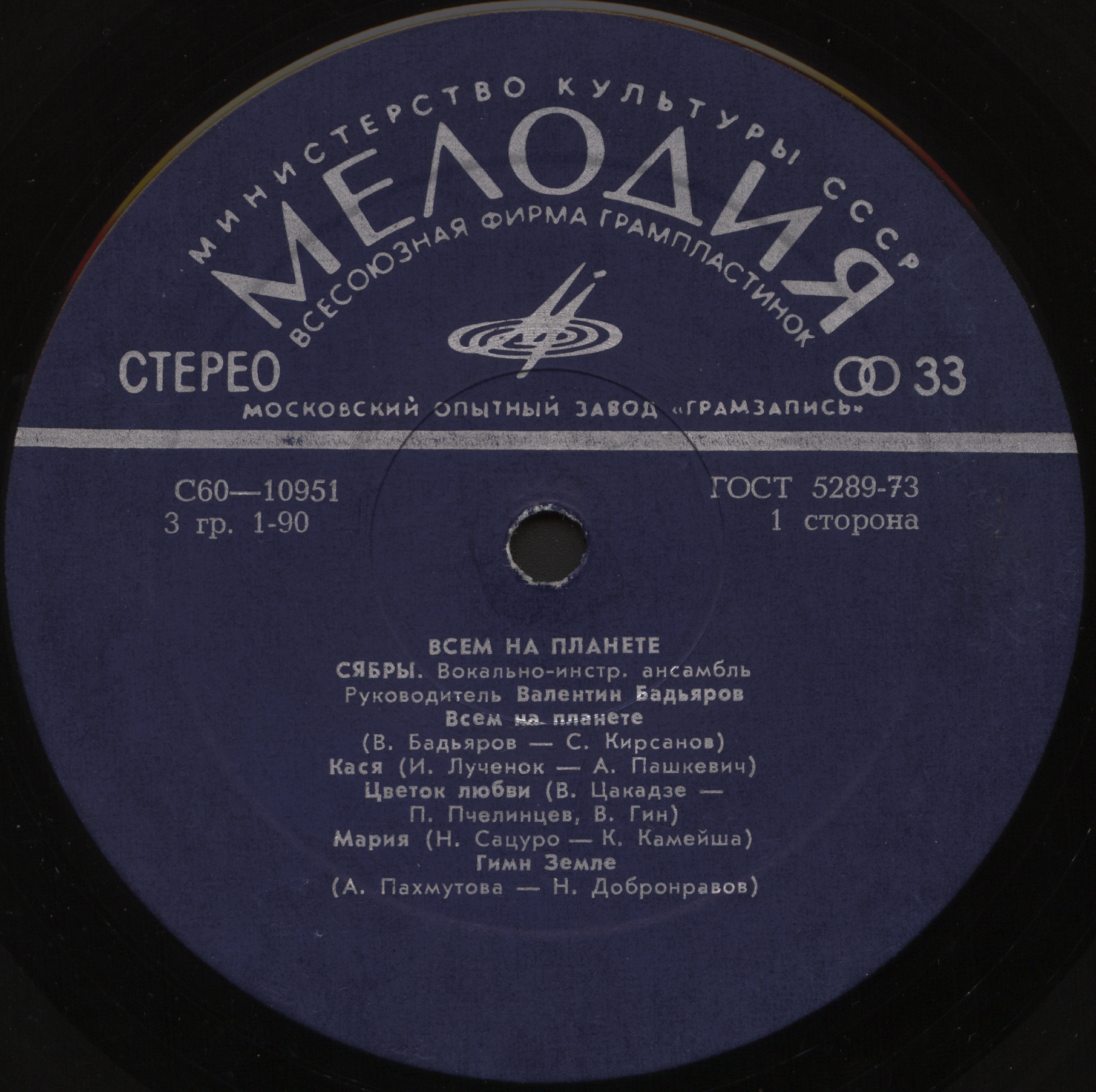 ВИА «СЯБРЫ», рук. Валентин Бадьяров. «Всем на планете»