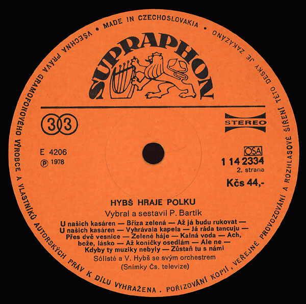 HYBŠ HRAJE POLKU [по заказу чешской фирмы SUPRAPHON 1 14 2334]