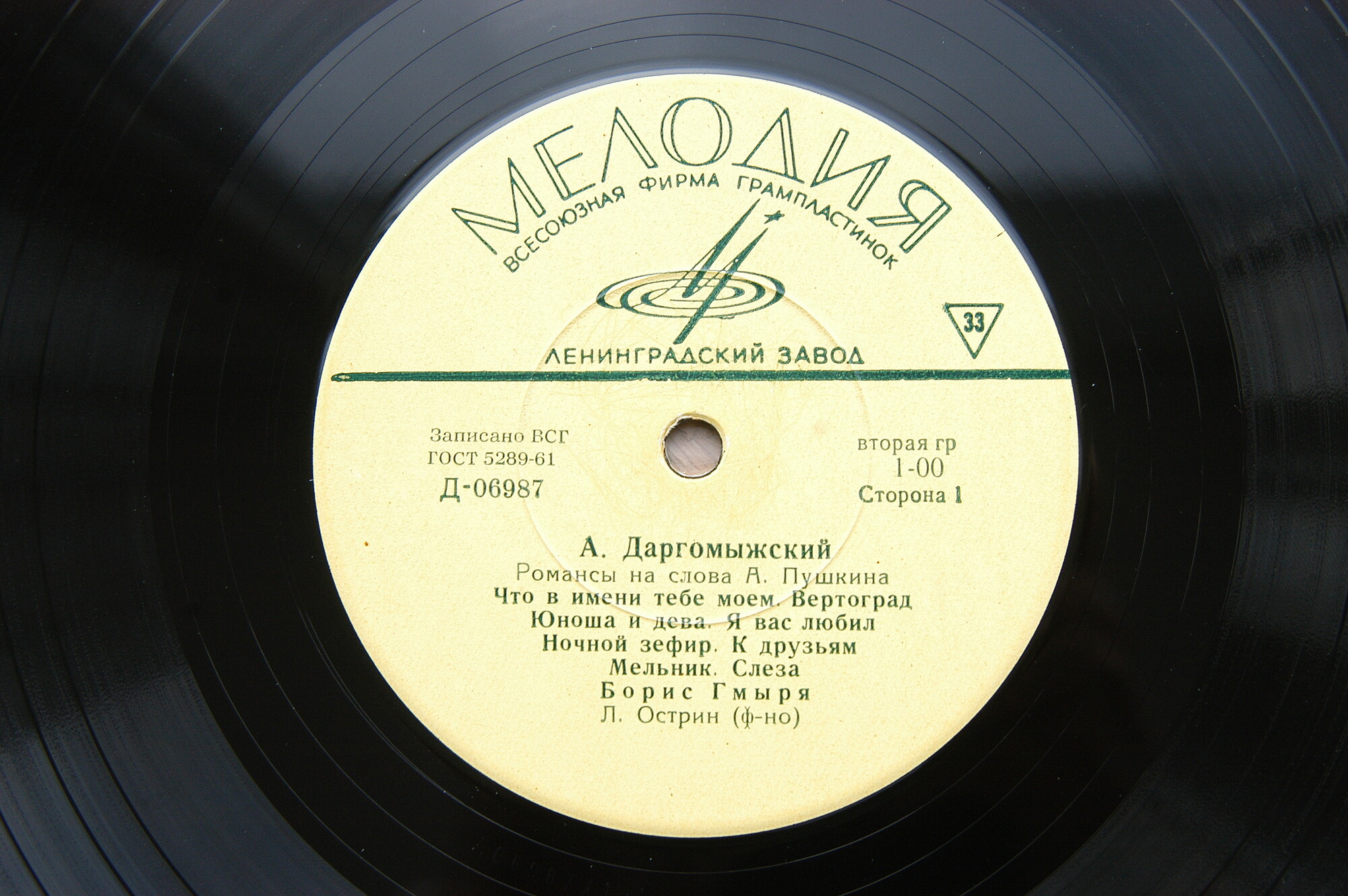 Б. Гмыря. Романсы А. Даргомыжского