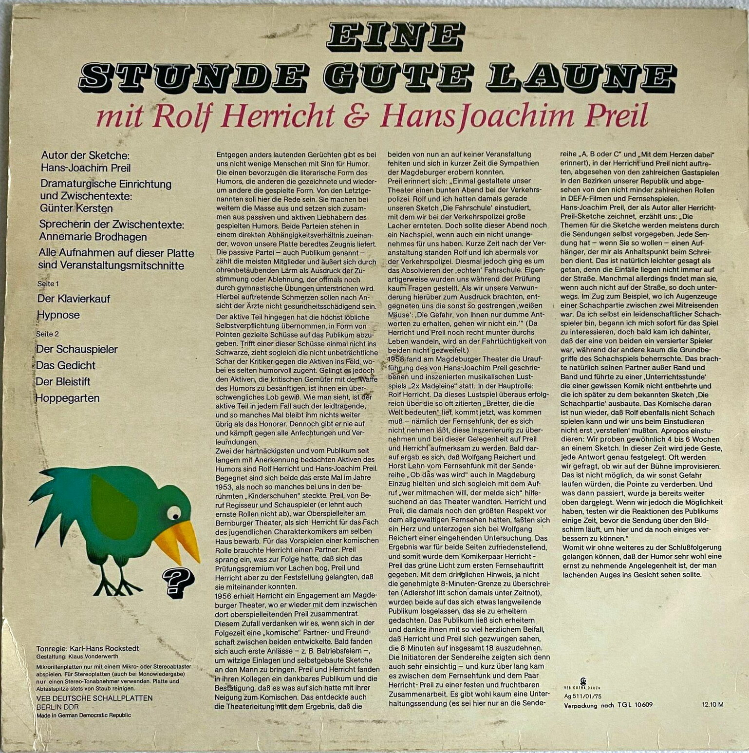 Eine Stunde gute Laune mit Rolf Herricht [по заказу немецкой фирмы LITERA 8 60 145]