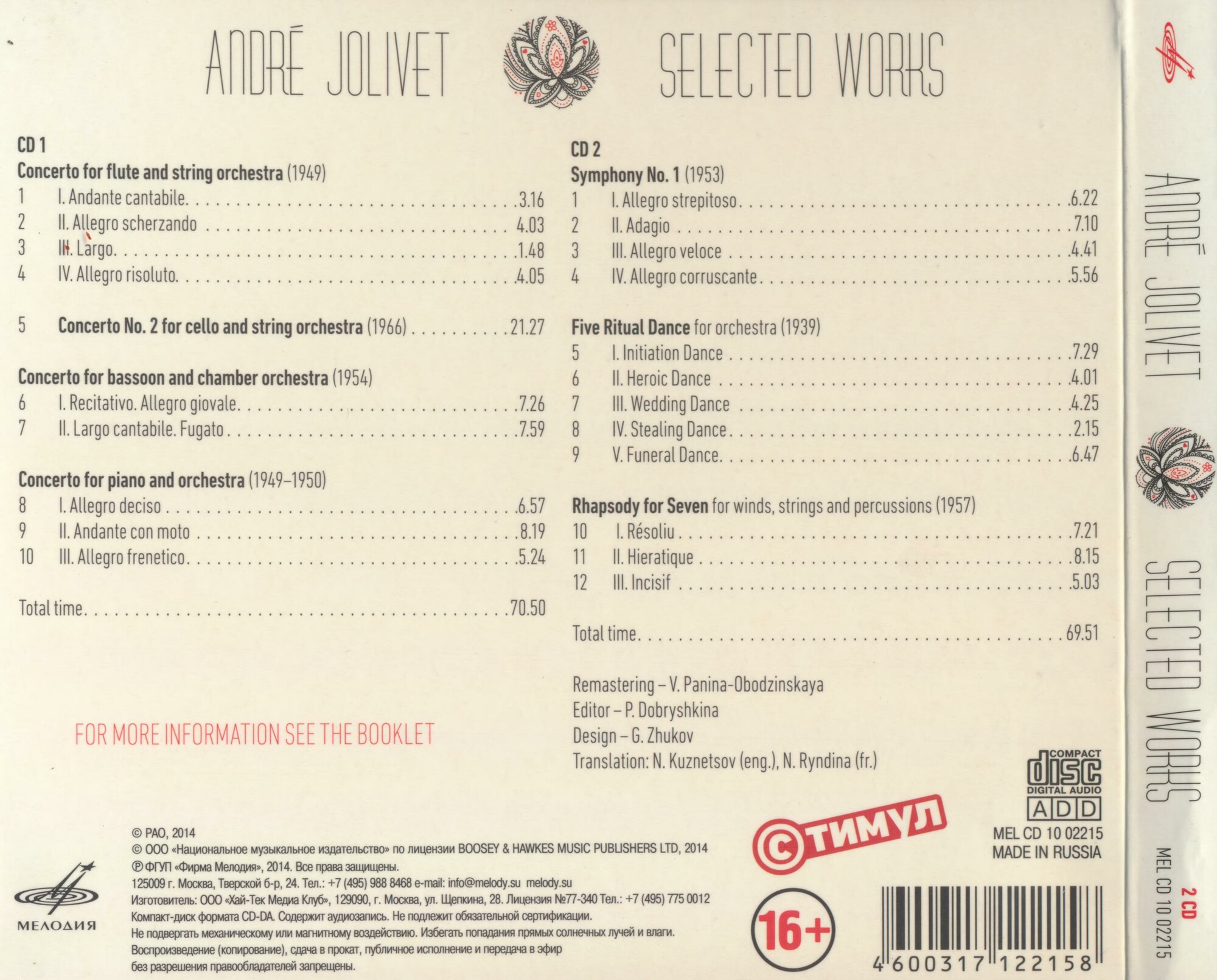 Андре Жоливе. Избранные сочинения (2CD)