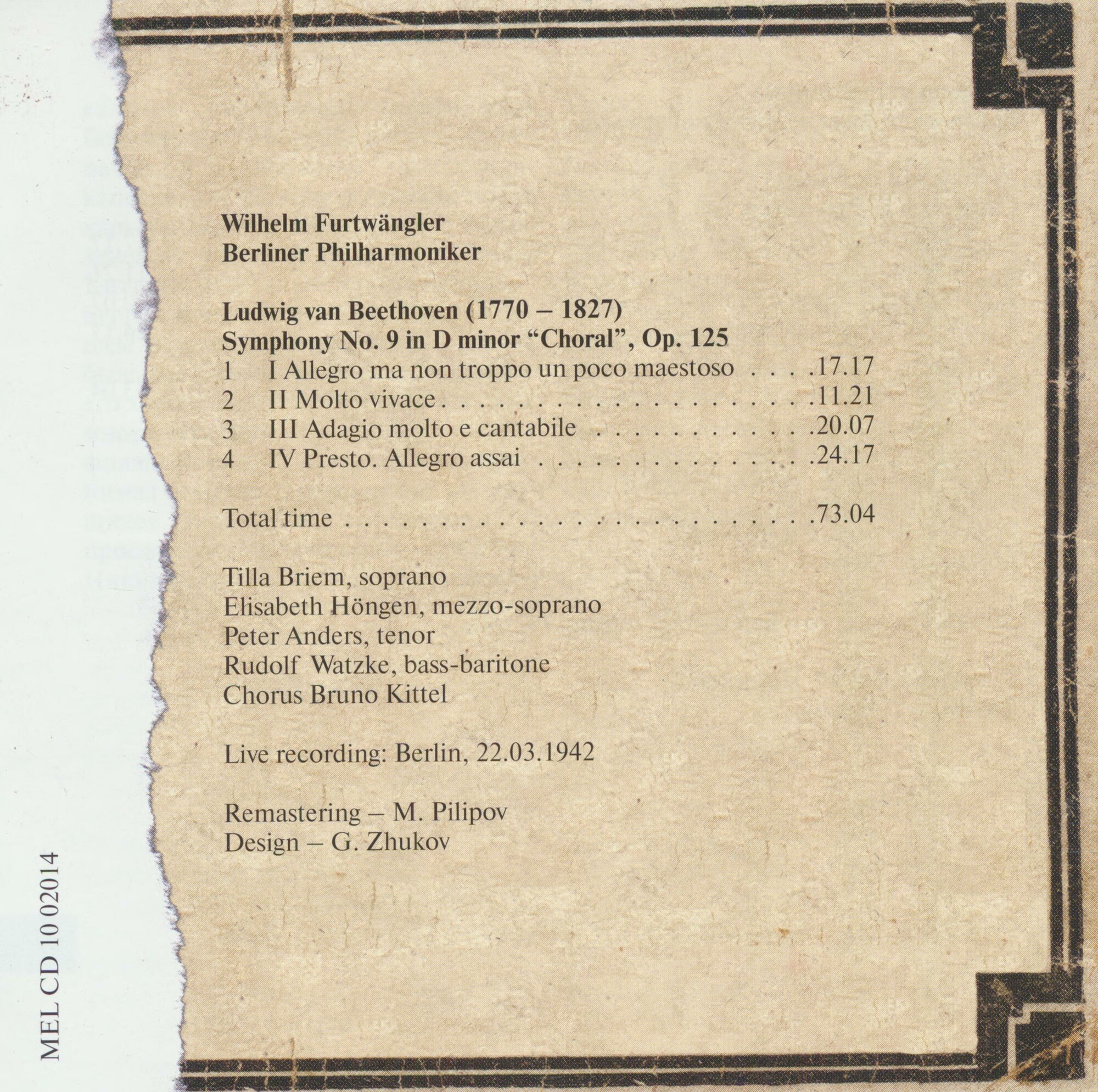 Wilhelm Furtwangler: Beethoven, Symphony No.9 in D minor "Choral", op.125