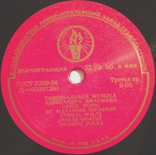 Танцевальная музыка А. Цфасмана